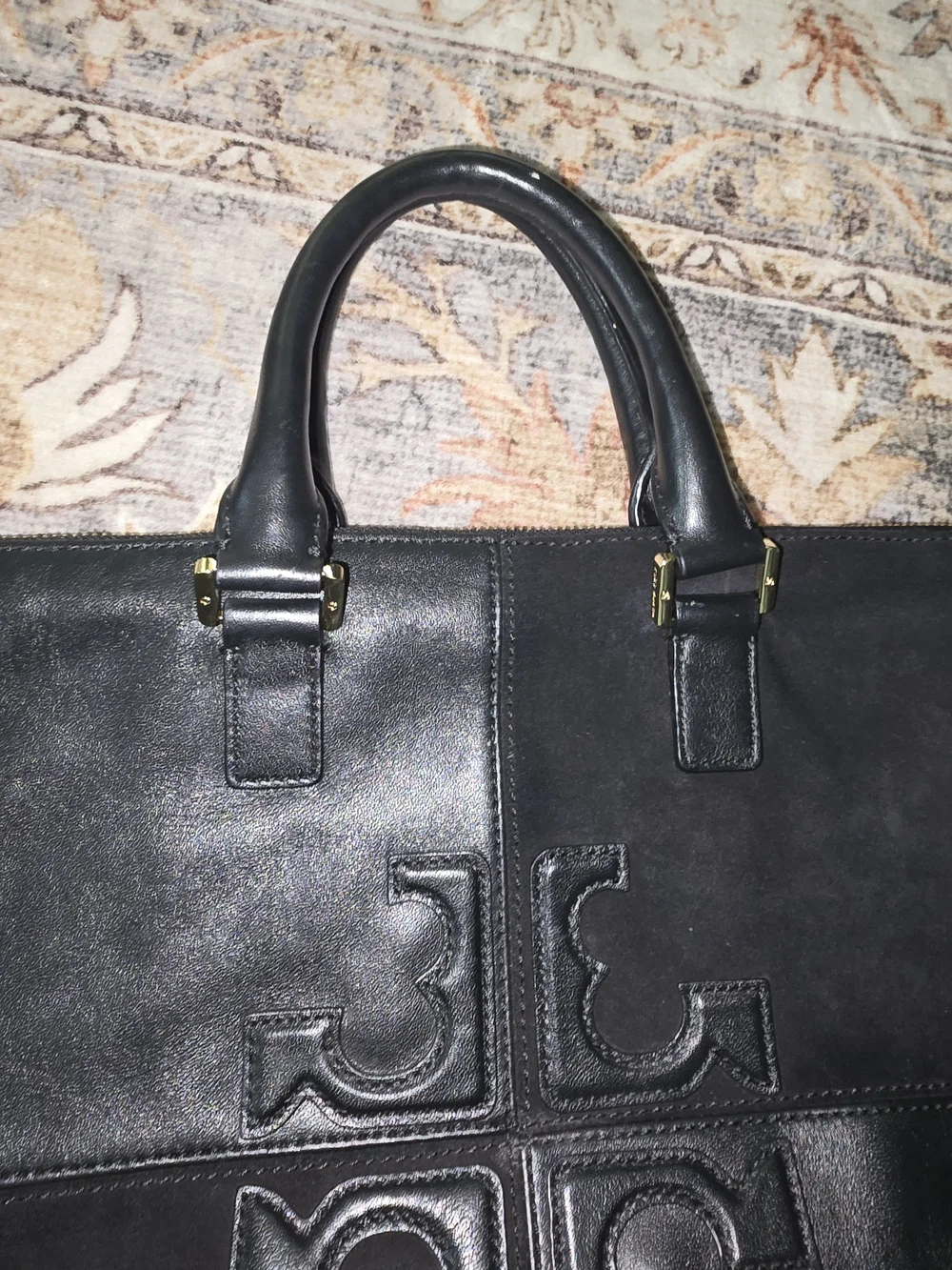Tory Burch Natalie Leather And Suede Sachel